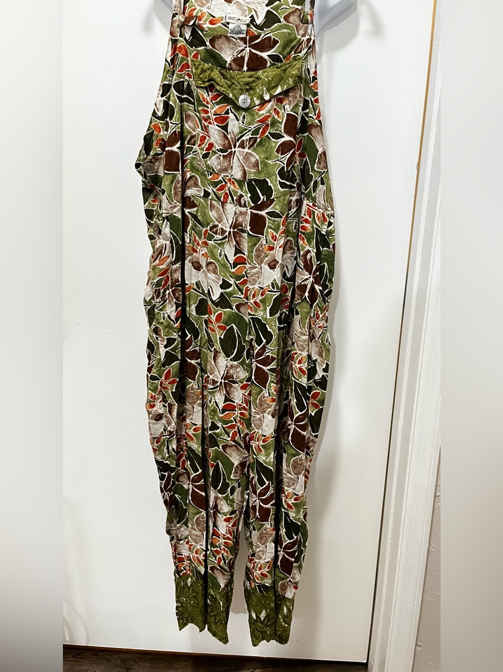 Floral Green Multicolor Jumpsuit, Bugle beaded, 5 pockets